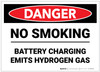 Danger: No Smoking Battery Charging Emits Hydrogen Gas - Label