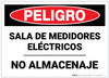 Danger: Electric Meter Room No Storage Spanish - Label