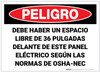 Danger: Keep Area Clear Electrical Panel Spnish - Label Danger: Keep Area Clear Electrical Panel Spnish - Label