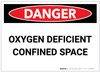 Danger: Oxygen Deficient Confined Space - Label Danger: Oxygen Deficient Confined Space - Label