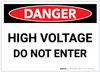 Danger: High Voltage Do Not Enter - Label