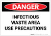 Danger: Infectious Waste Area use Precautions - Label