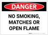 Danger: No Smoking Matches or Open Flame - Label