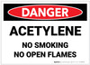 Danger: Acetylene No Smoking No Open Flames - Label