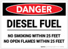 Danger: Diesel Fuel No Smoking Within 25 Feet No Open Flames - Label Danger: Diesel Fuel No Smoking Within 25 Feet No Open Flames - Label