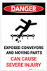 Danger: Exposed Conveyors Portrait - Label