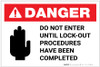 Danger: Do Not Enter Lockout Procedures with Icon Landscape - Label Danger: Do Not Enter Lockout Procedures with Icon Landscape - Label
