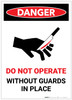 Danger: Do Not Operate Without Guards with Icon Portrait - Label