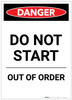 Danger: Do Not Start Out Of Order Portrait - Label