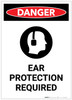 Danger: Ear Protection Required with Graphic Portrait - Label