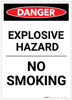 Danger: Explosive Hazard No Smoking Portrait - Label