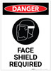 Danger: Face Shield Required with Icon Portrait - Label Danger: Face Shield Required with Icon Portrait - Label