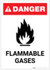 Danger: Flammable Gases with Icon Portrait - Label