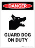 Danger: Guard Dog on Duty with Icon Portrait - Label