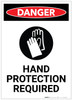 Danger: Hand Protection Required with Icon Portrait - Label