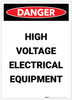 Danger: High Voltage Electrical Equipment Portrait - Label