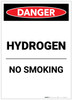 Danger: Hydrogen No Smoking Portrait - Label