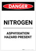 Danger: Nitrogen Asphyxiation Hazard Present Portrait - Label Danger: Nitrogen Asphyxiation Hazard Present Portrait - Label