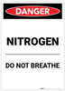 Danger: Nitrogen Do Not Breath Portrait - Label Danger: Nitrogen Do Not Breath Portrait - Label