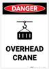 Danger: Overhead Crane with Icon Portrait - Label Danger: Overhead Crane with Icon Portrait - Label