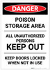 Danger: Poison Storage Area Keep Out Keep Doors Locked Portrait - Label