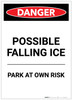 Danger: Possible Falling Ice Parking Portrait - Label Danger: Possible Falling Ice Parking Portrait - Label