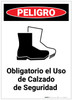 Danger: Safety Footwear Mandatory Spanish with Icon Portrait - Label