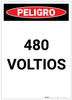Danger: Spanish 480 Voltios Portrait - Label
