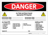 Danger: Arc Flash & Shock Hazard PPE Checklist Landscape - Label