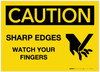Caution: Sharp Edges/Watch Your Fingers with Graphic - Label Caution: Sharp Edges/Watch Your Fingers with Graphic - Label