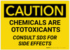 Caution: Chemicals are Ototoxicants/Consult SDS For Side Effects - Label