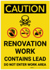 Caution: Renovation Work Contains Lead Do Not enter - Label