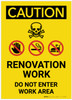 Caution: Renovation Work Do Not Enter Work Area Portrait - Label Caution: Renovation Work Do Not Enter Work Area Portrait - Label