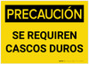 Caution: Hard Hats Required Spanish - Label Caution: Hard Hats Required Spanish - Label