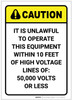 Caution: Unlawful To Operate Equipment Within 10 ft of High Voltage - Label Caution: Unlawful To Operate Equipment Within 10 ft of High Voltage - Label