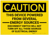Caution: Device Powered From Several Energy Sources - Label Caution: Device Powered From Several Energy Sources - Label