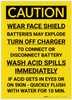 Caution: Wear Face Shield Batteries May Explode - Label