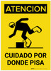 Caution: Watch Where You Step Spanish Portrait with Graphic - Label Caution: Watch Where You Step Spanish Portrait with Graphic - Label