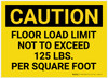 Caution: Floor Load Limit 125 Lbs Landscape - Label Caution: Floor Load Limit 125 Lbs Landscape - Label