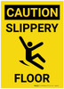 Caution: Slippery Floor with Icon Portrait - Label