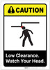 Caution: Low Clearance Watch Your Head ANSI Portrait - Label Caution: Low Clearance Watch Your Head ANSI Portrait - Label
