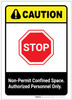 Caution: Non Permit Confined Space ANSI Portrait - Label