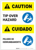 Caution: Tip Over Hazard Bilingual Spanish Portrait - Label Caution: Tip Over Hazard Bilingual Spanish Portrait - Label