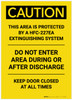 Caution: Area Protected by a HFC-227ea Extinguisher System Portrait - Label
