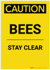 Caution: Bees/Stay Clear Portrait - Label Caution: Bees/Stay Clear Portrait - Label
