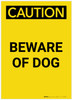 Caution: Beware of Dog Portrait - Label
