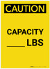 Caution: Capacity Lbs Portrait - Label
