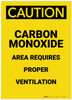 Caution: Carbon Monoxide Area Requires Proper Ventilation Portrait - Label