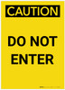 Caution: Do Not Enter Large Text Portrait - Label