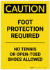 Caution: Foot Protection Required No Tennis Or Open Toed Shoes Portrait - Label